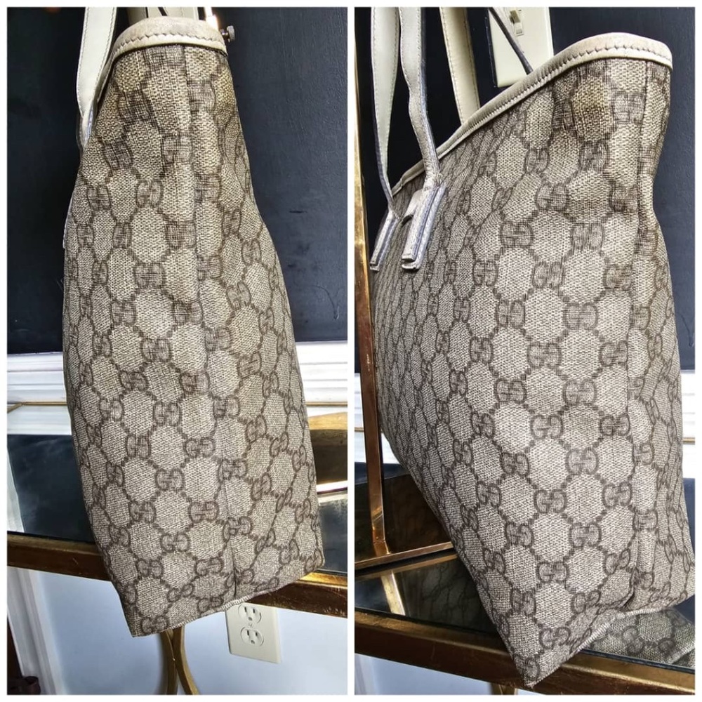 Authentic Gucci Gg Monogram Tote Bag Beige/Cream - Picture 9 of 14